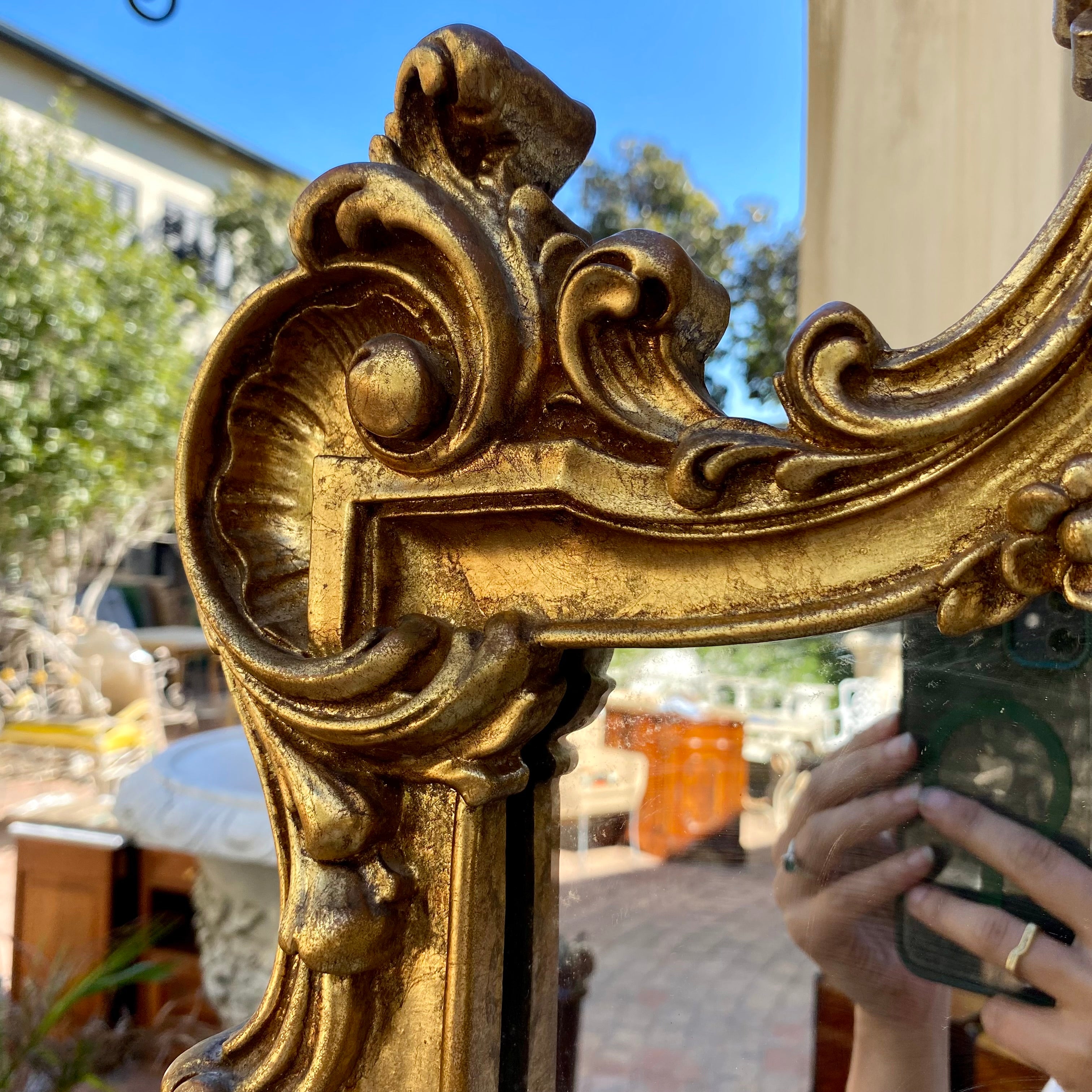 Antique French Gilt Mirror & Console Set with Marble Top