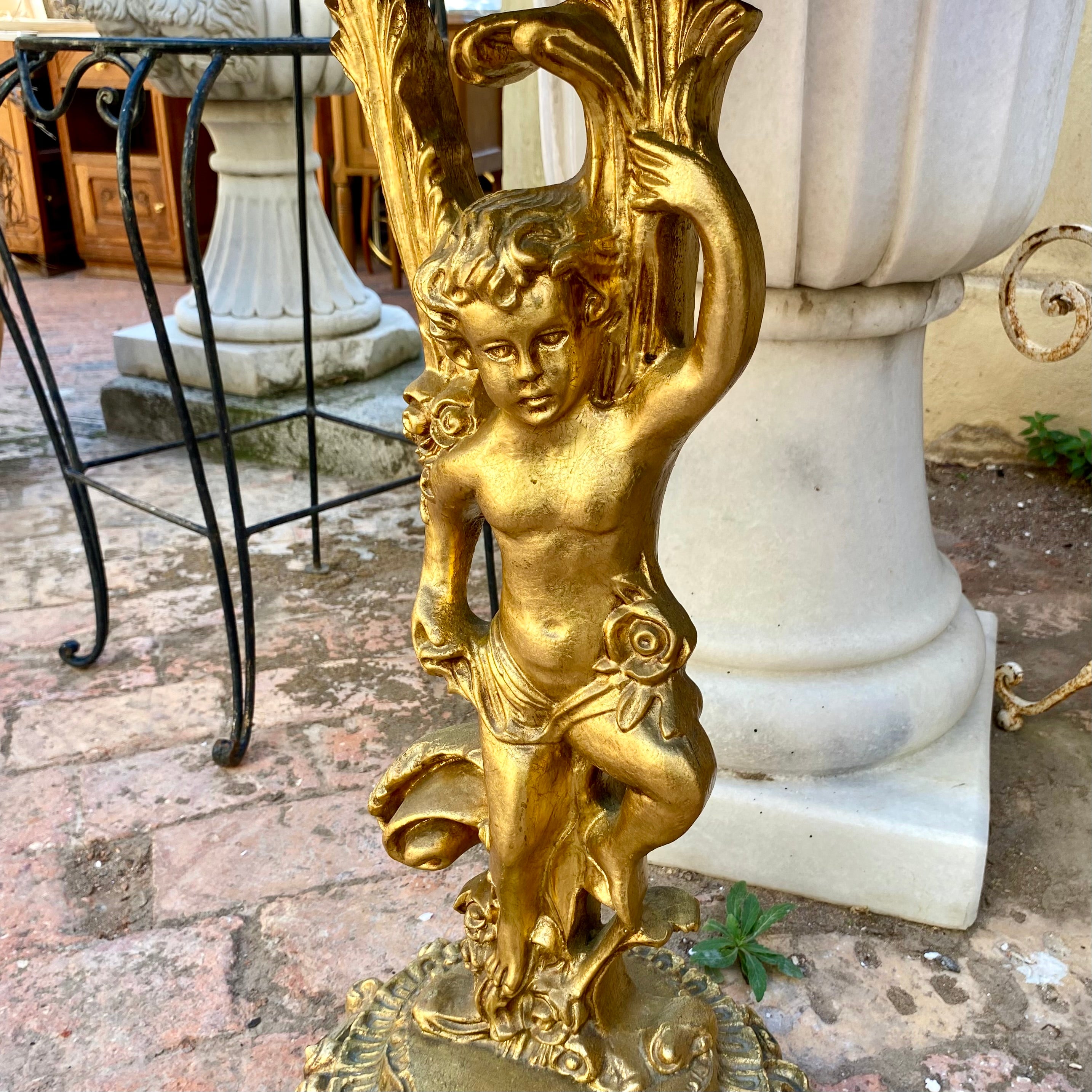 Antique French Gilt Mirror & Console Set with Marble Top