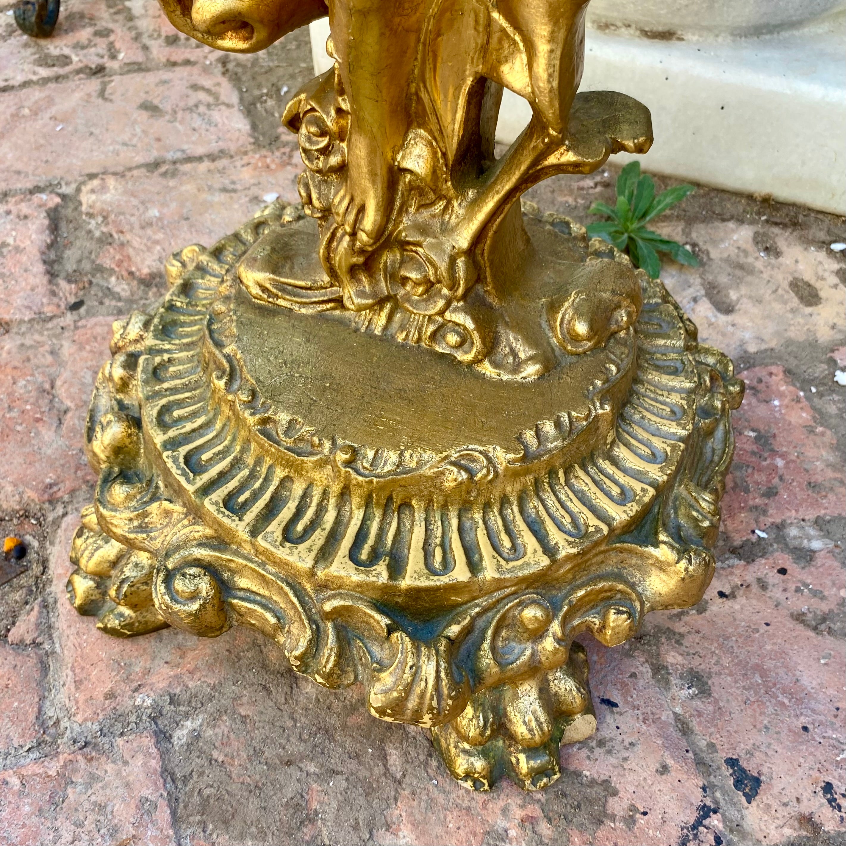 Antique French Gilt Mirror & Console Set with Marble Top