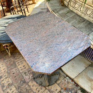 Antique Cast Iron Cafe Table with Stone Top - SOLD