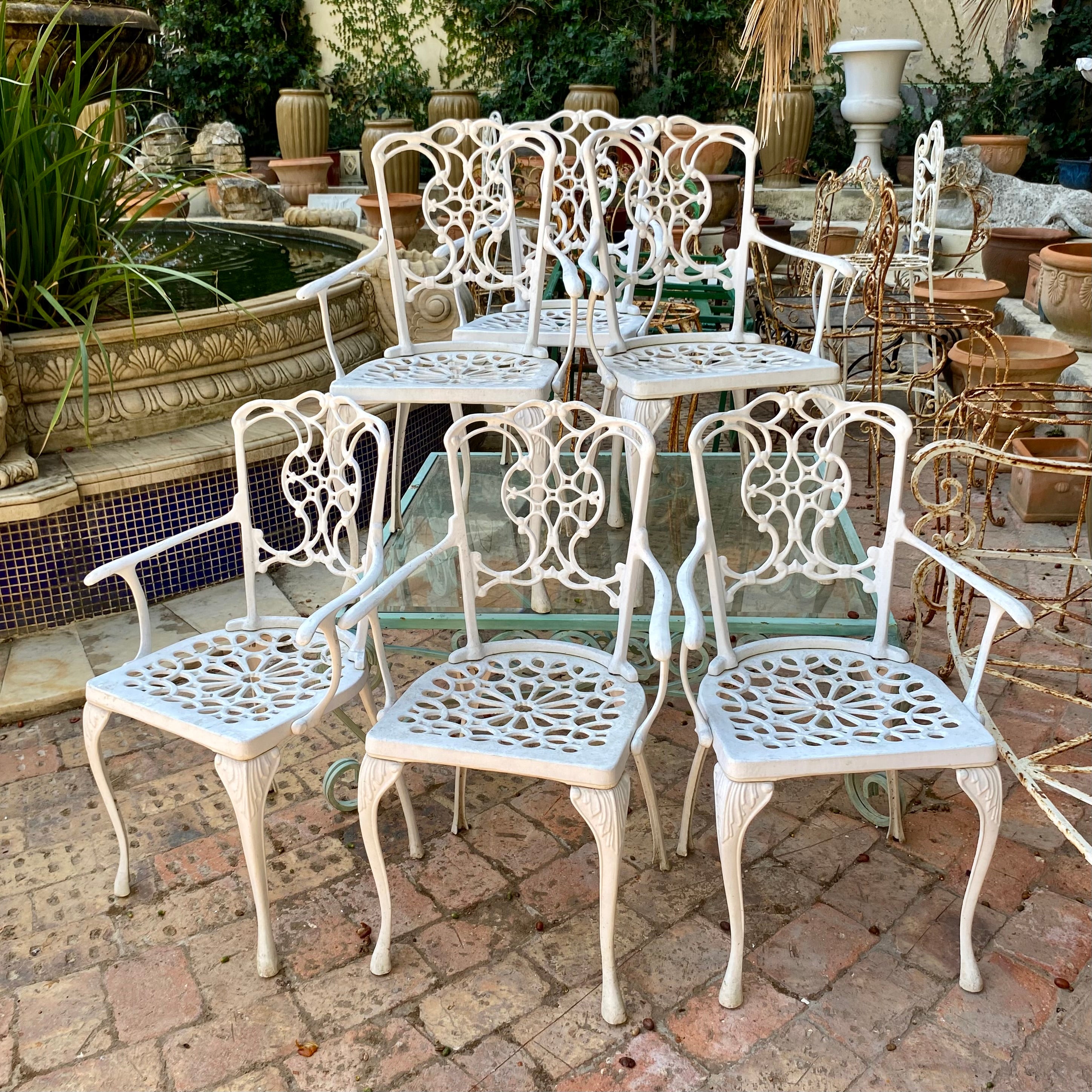 Set of French Cast Iron Dining Chairs