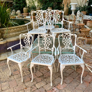 Set of French Cast Iron Dining Chairs