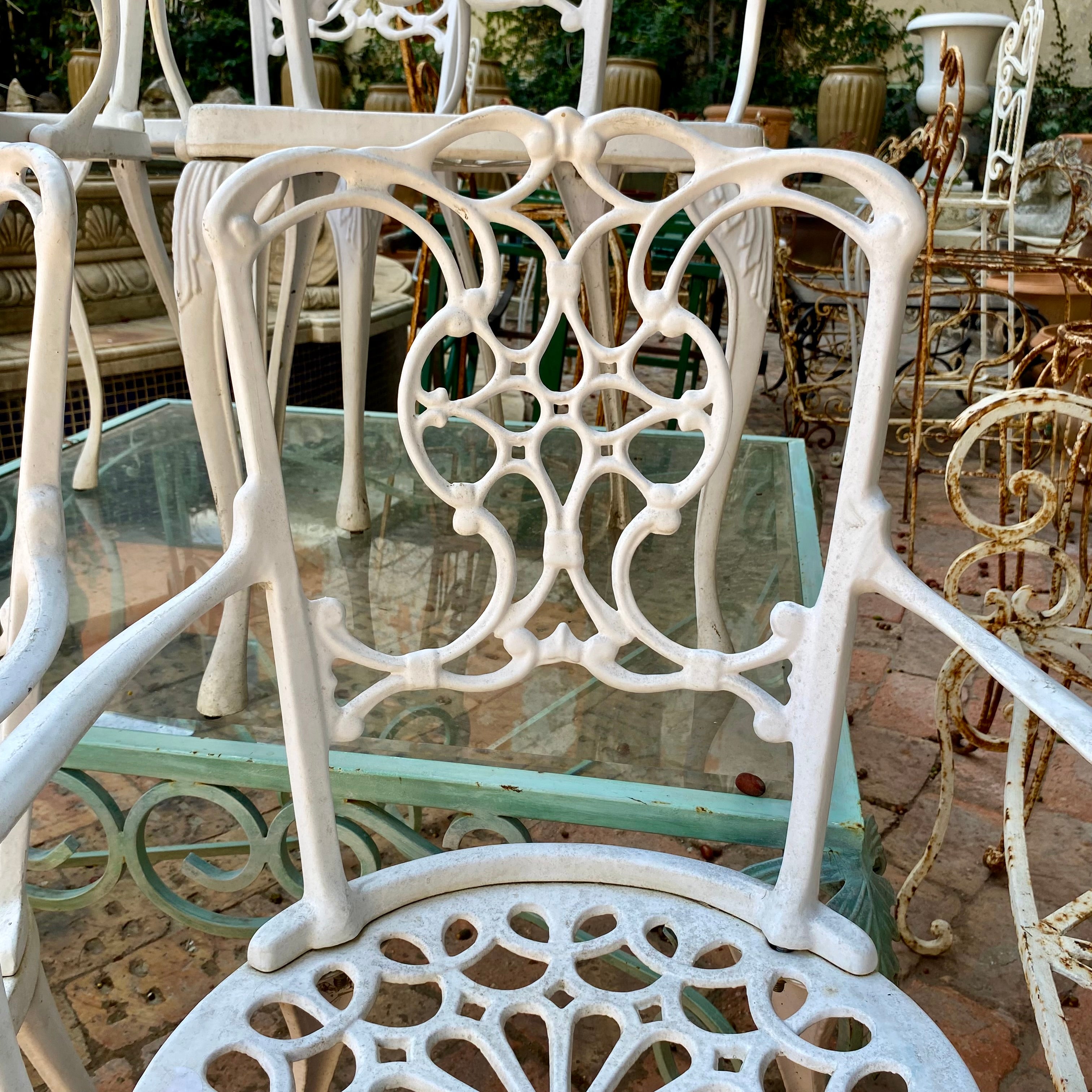 Set of French Cast Iron Dining Chairs