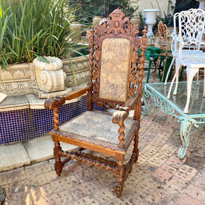 Antique Barley Twisted Oak Armchair