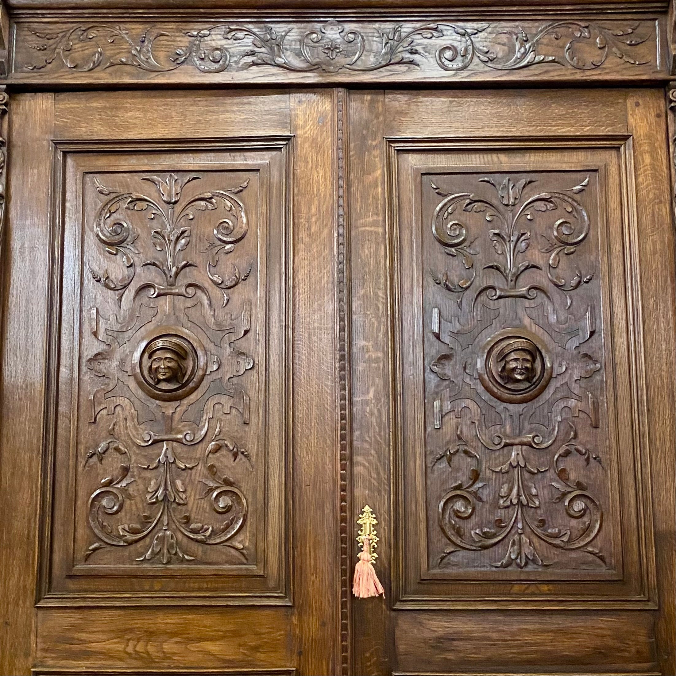 Large Dark Oak Tudor Wardrobe