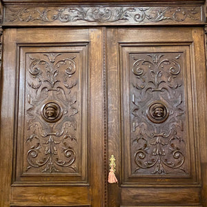 Large Dark Oak Tudor Wardrobe