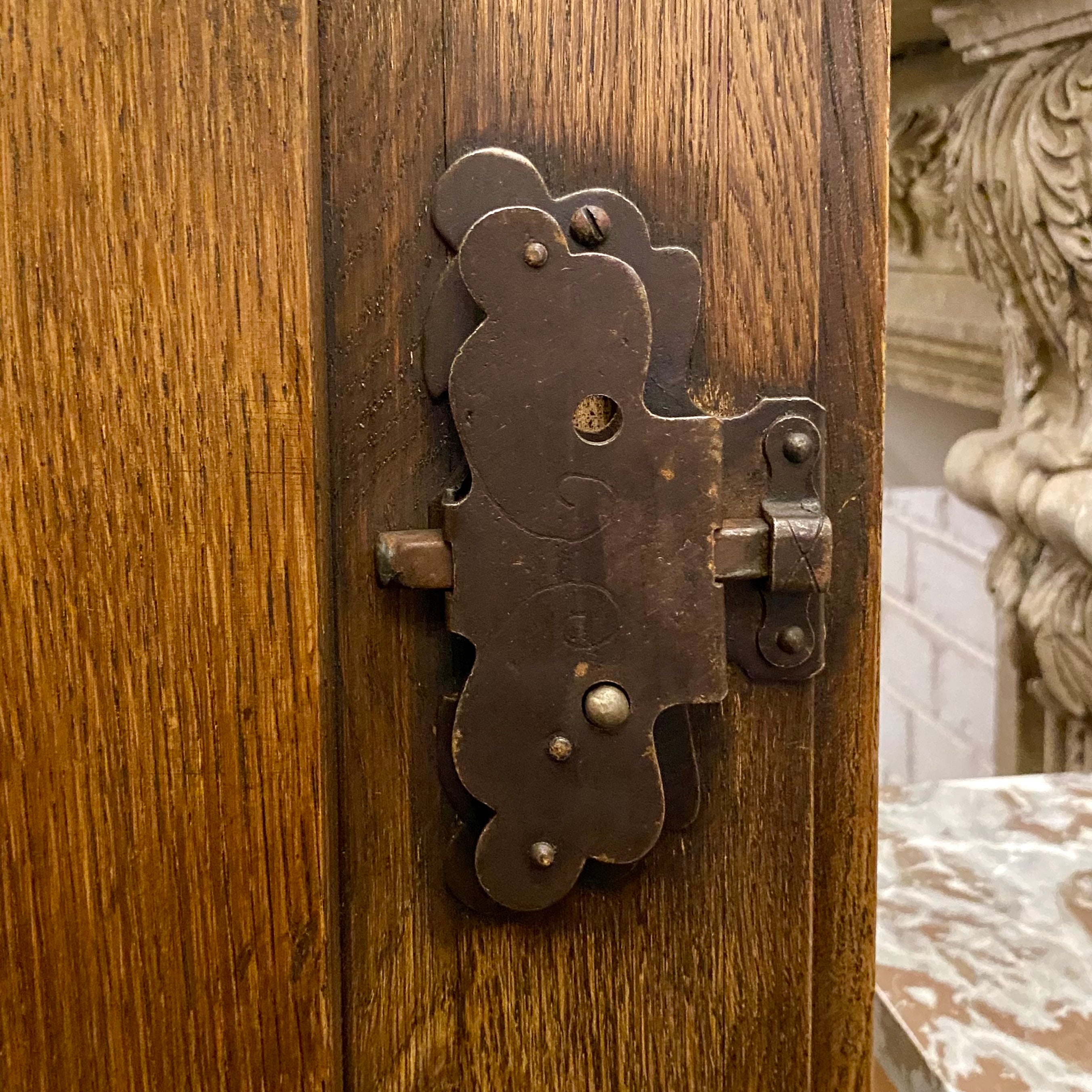 Antique Walnut Armoire with Intricate Carved Details