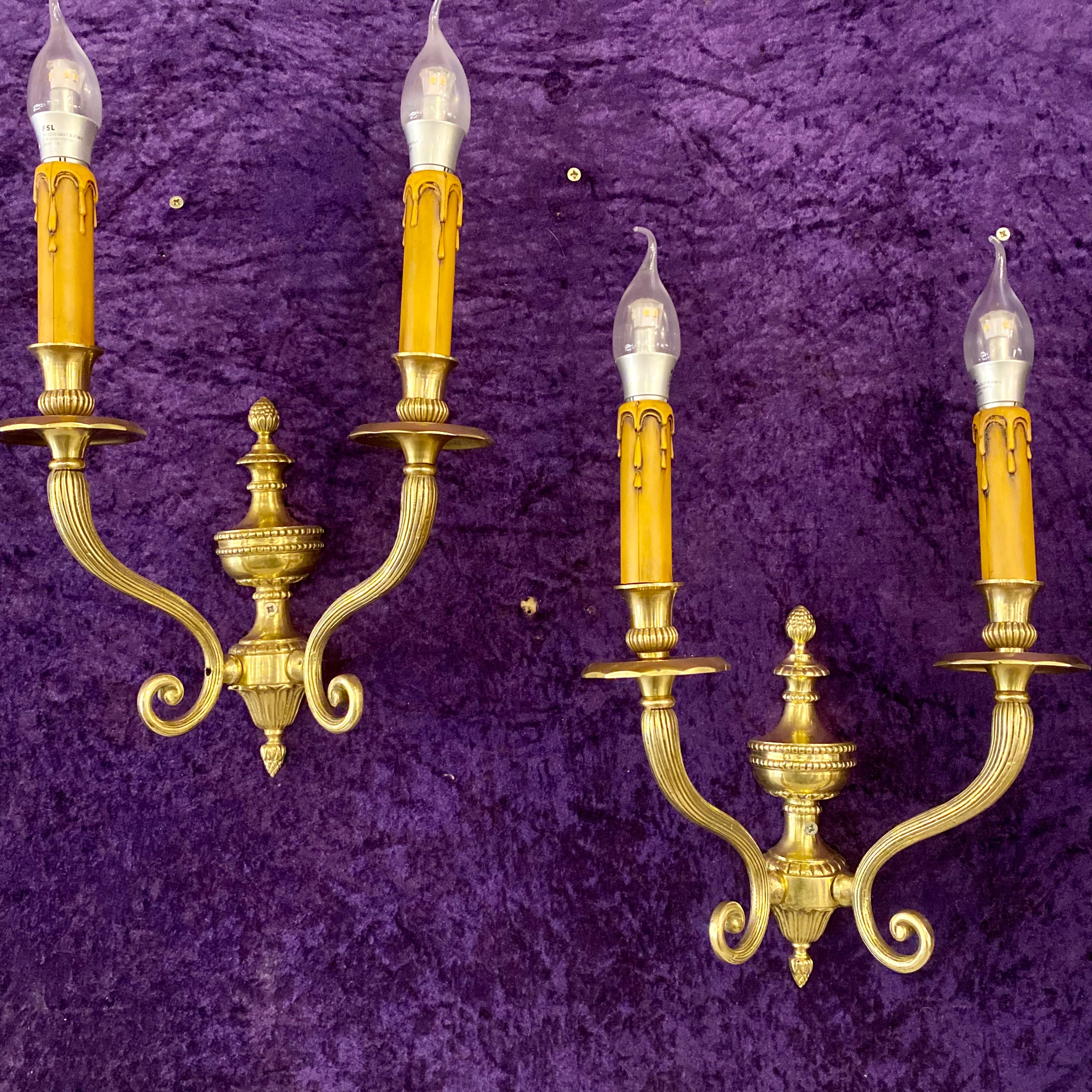 A Pair of Antique Brass Wall Sconces - SOLD