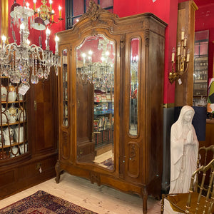 Antique Walnut Armoire with Mirror Front