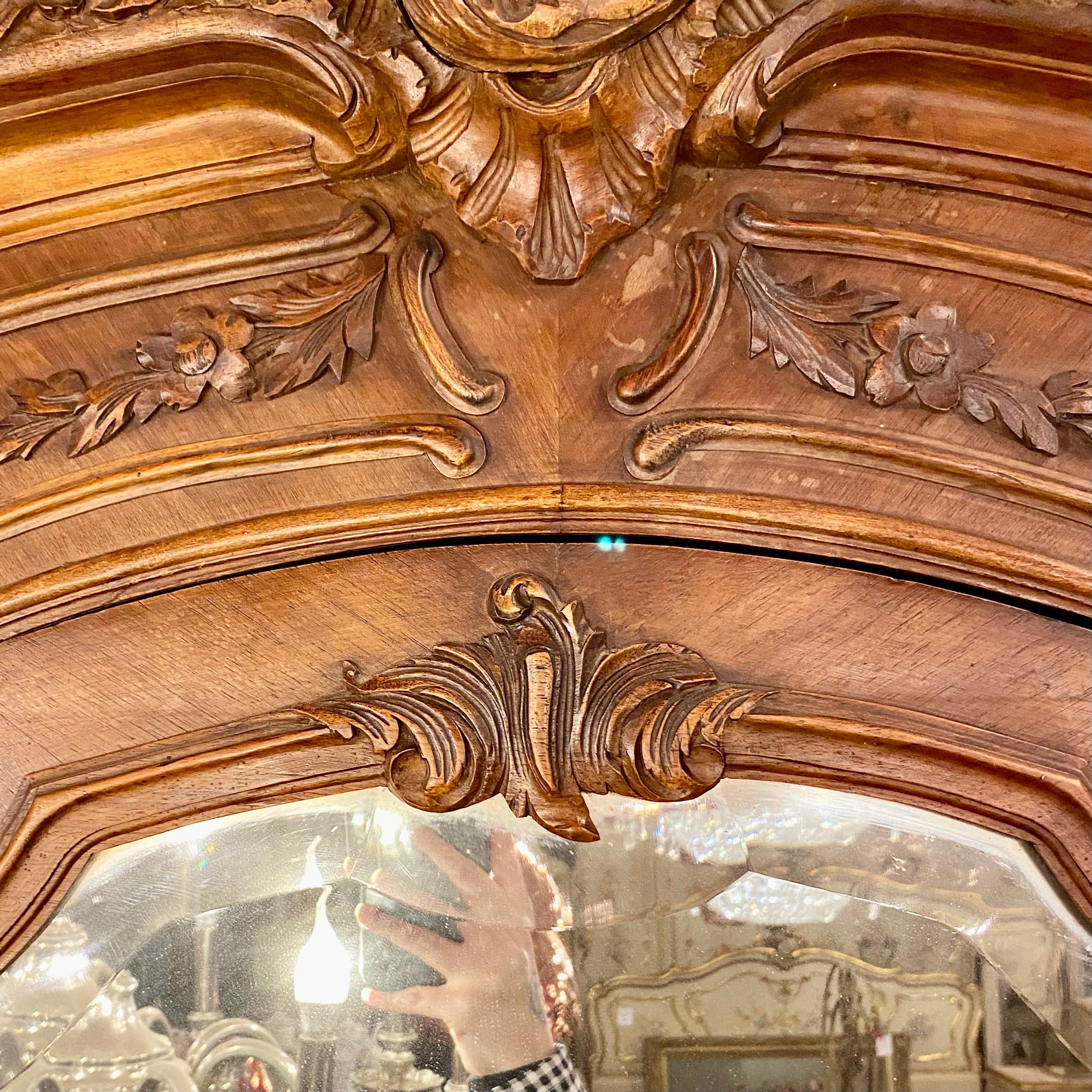 Antique Walnut Armoire with Mirror Front