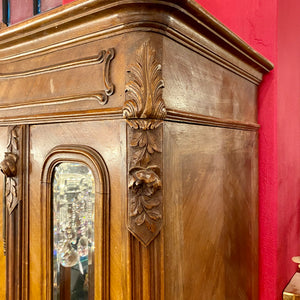 Antique Walnut Armoire with Mirror Front