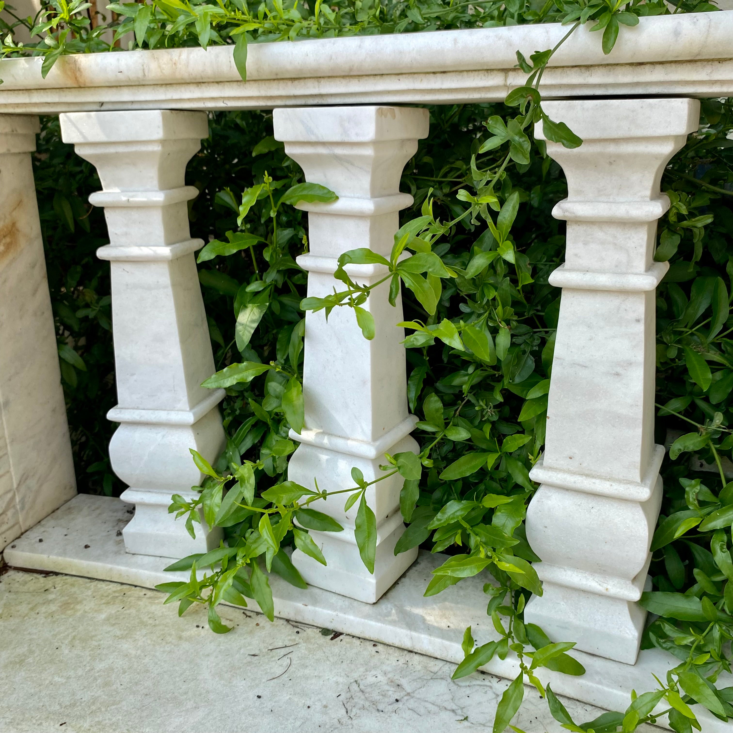 Gorgeous Hand Carved White Marble Bench