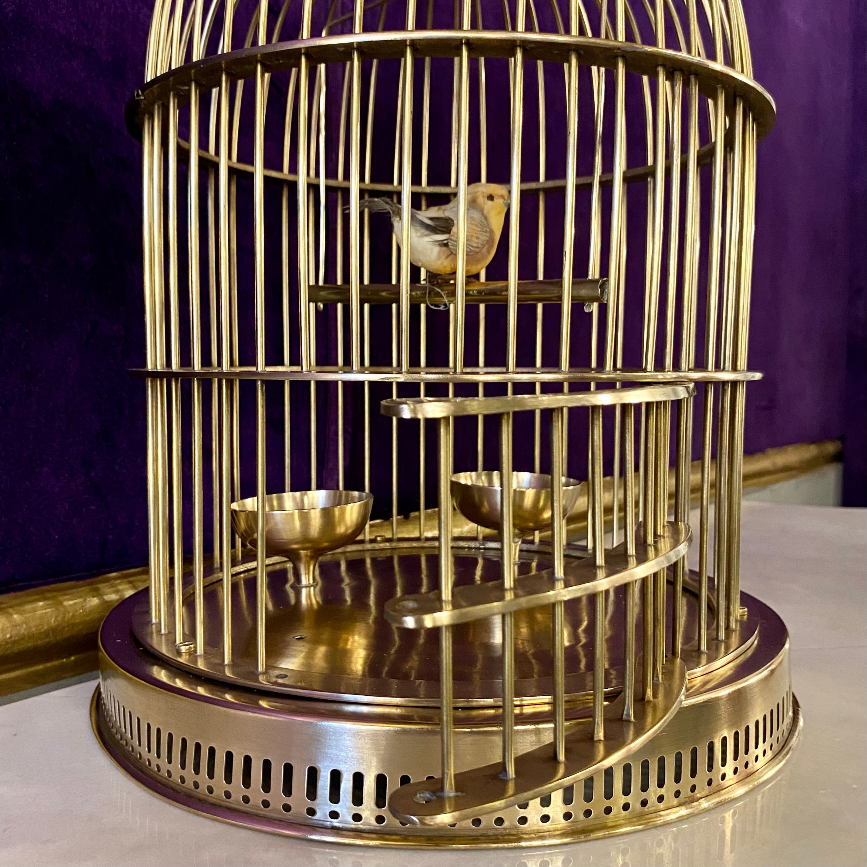 Vintage Polished Brass Bird Cage