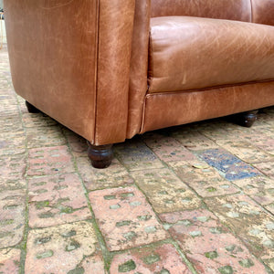 Vintage Leather Sofa with Bun Feet