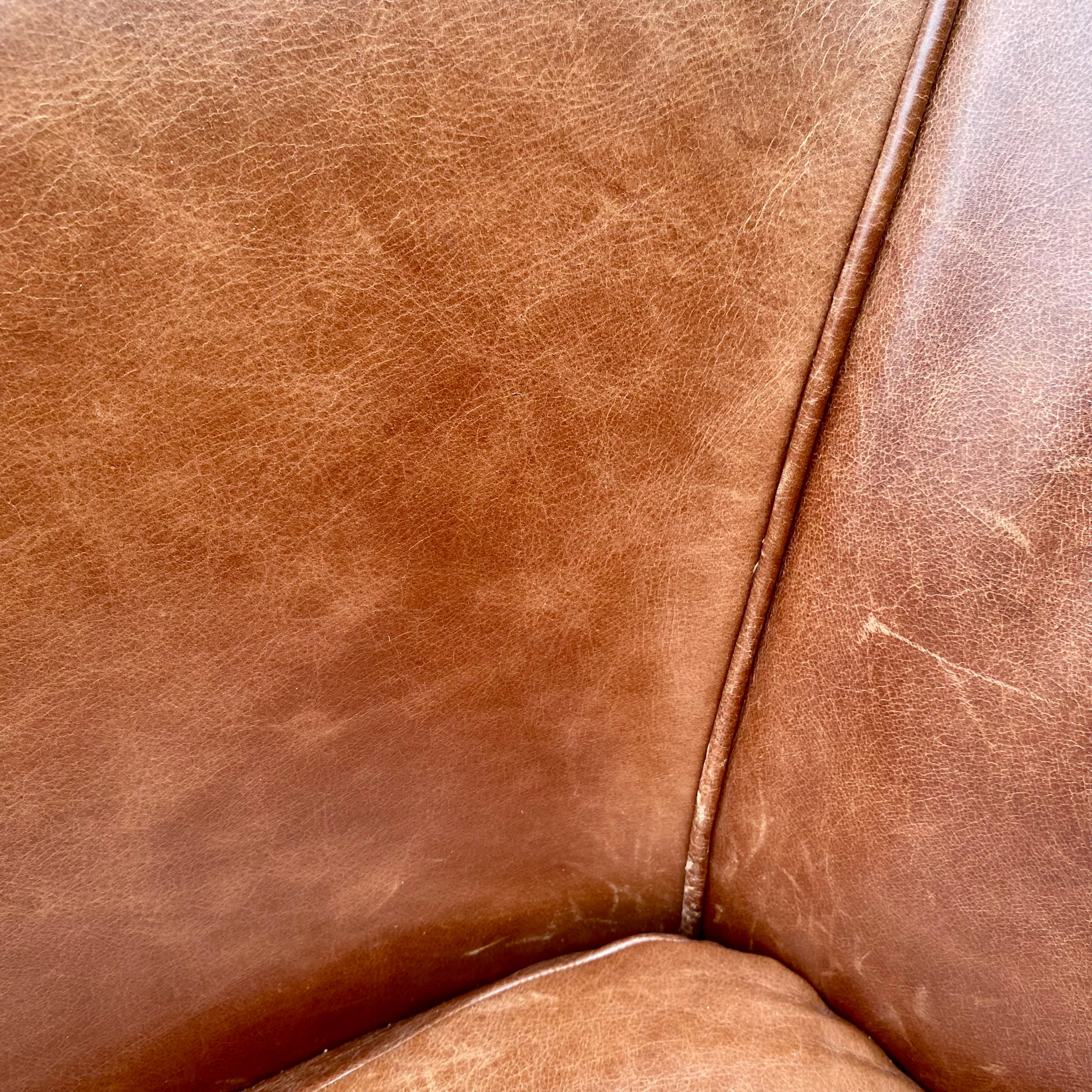 Vintage Leather Sofa with Bun Feet