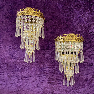 Pair of Polished Brass Waterfall Sconces - SOLD