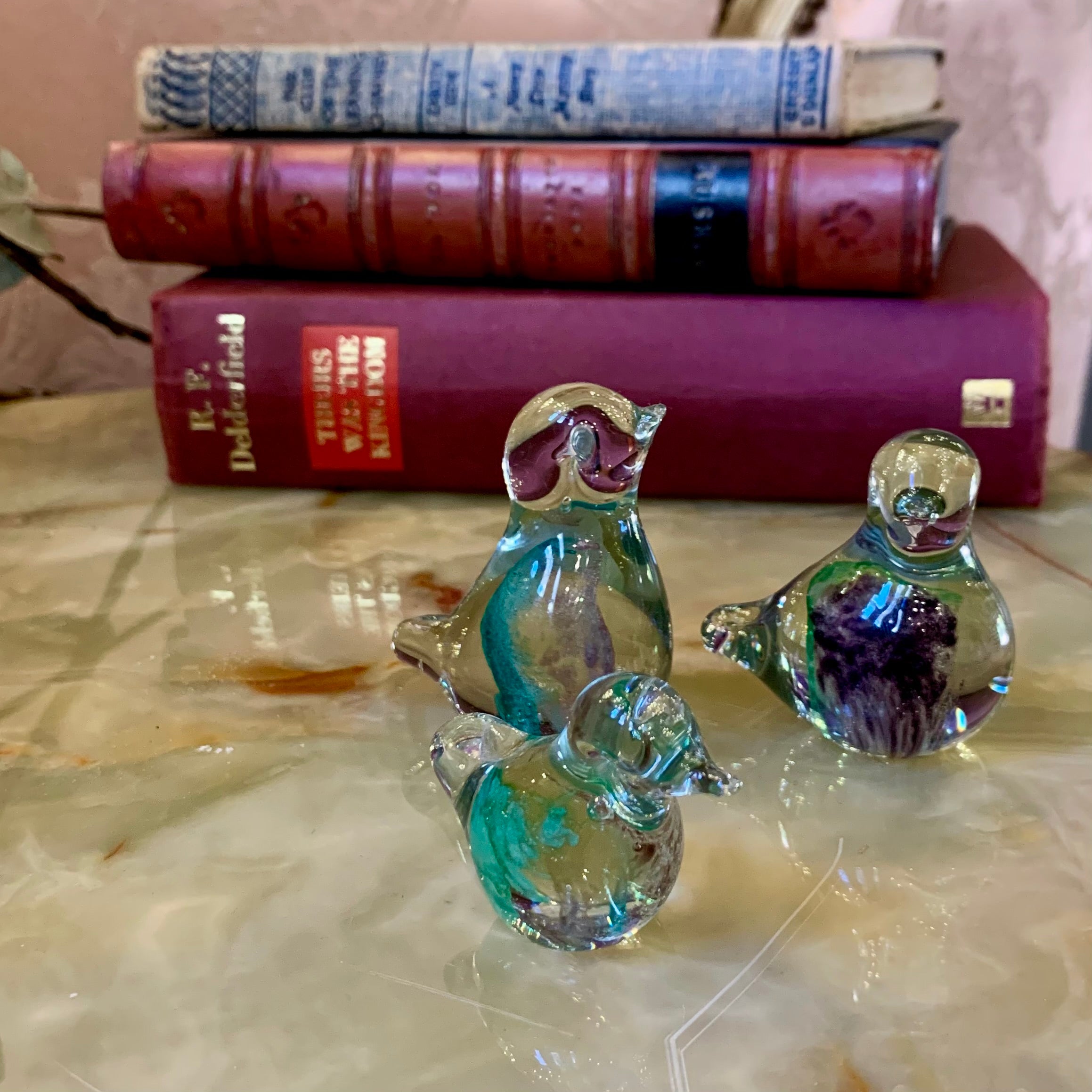 Sweet Petite Set of Bird Murano Figurines