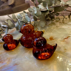 Set of 3 Burnt Amber Murano Birds