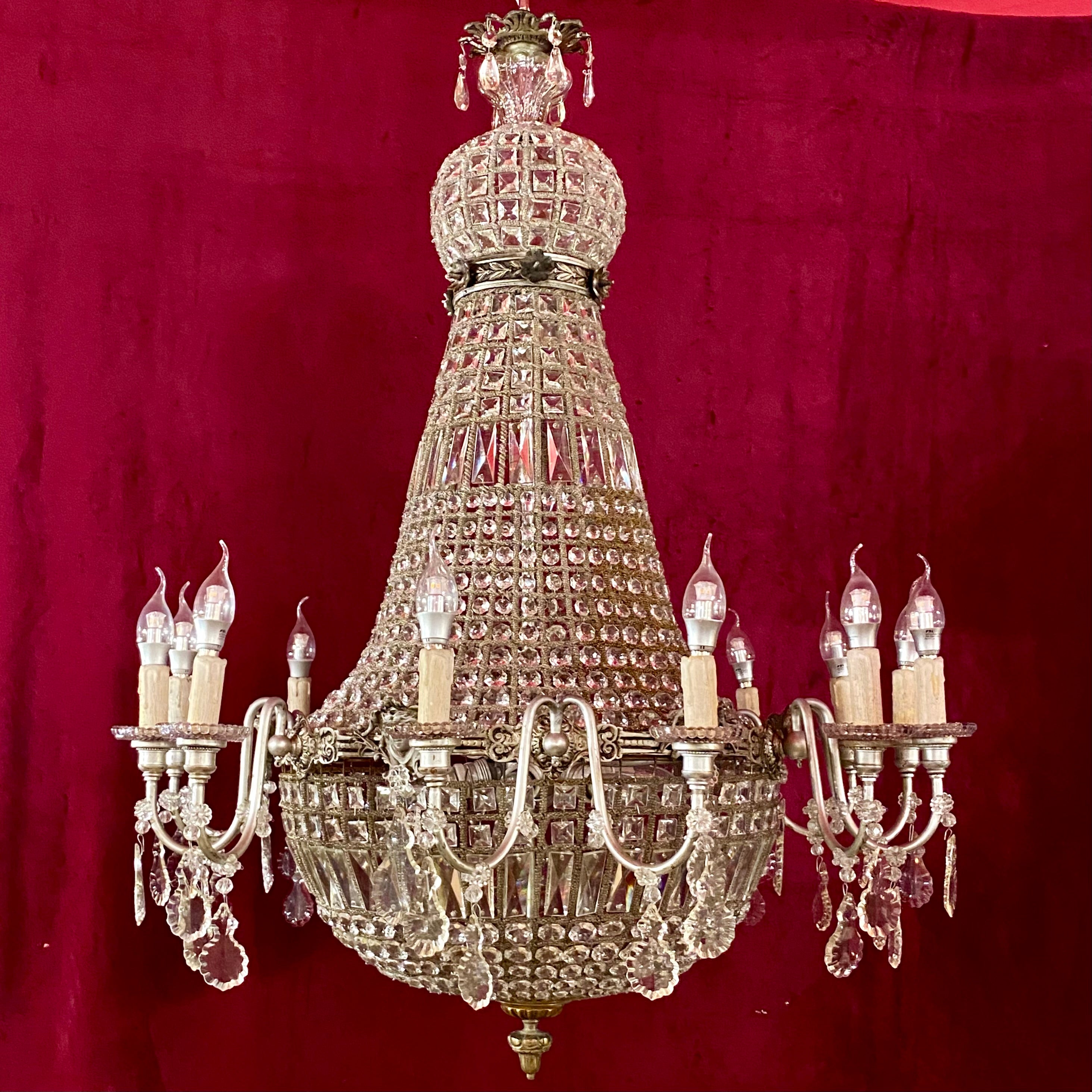 Beautiful Antique Crystal Neoclassical Chandelier