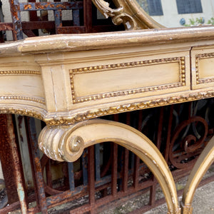 Antique Painted Mirror and Console Set with Marble Top