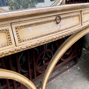 Antique Painted Mirror and Console Set with Marble Top