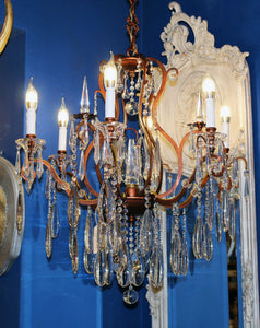 Beautiful Italian Cage Style Chandelier with Crystals