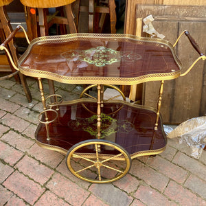 Vintage Inlaid Drinks Trolley with  Double Ended Handles - SOLD