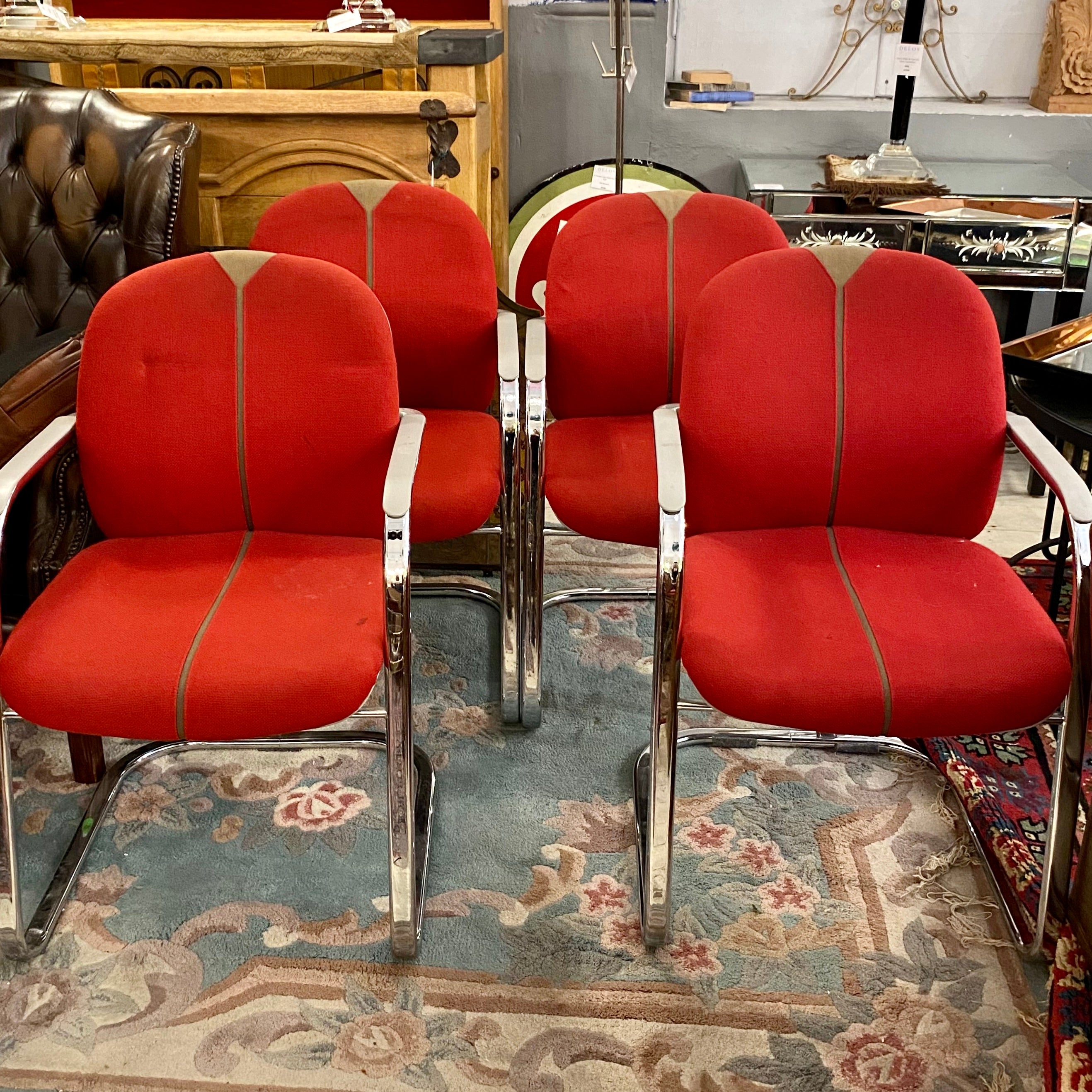 Set of four Red Modernist Chairs