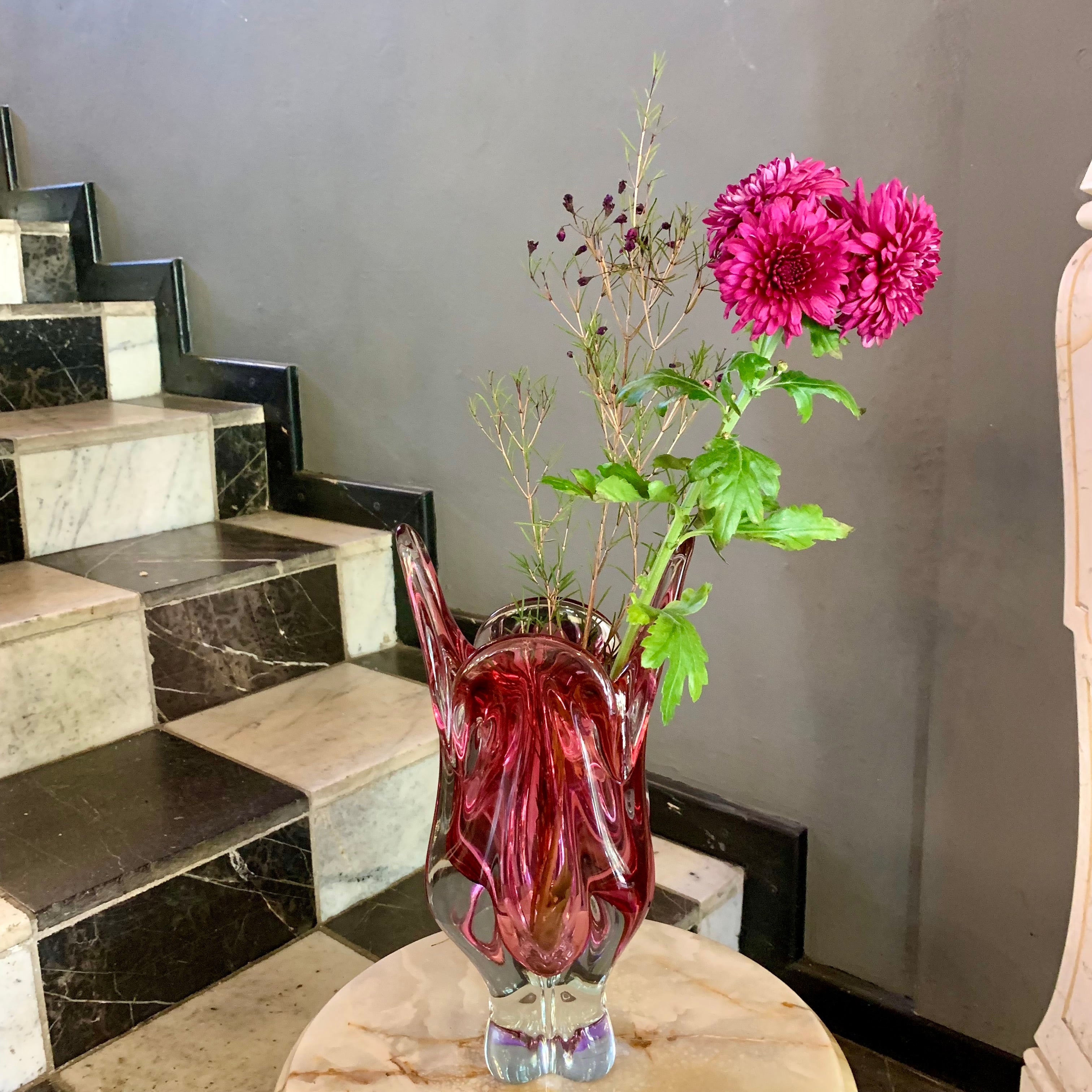 Stunning Pink Murano Glass Vases