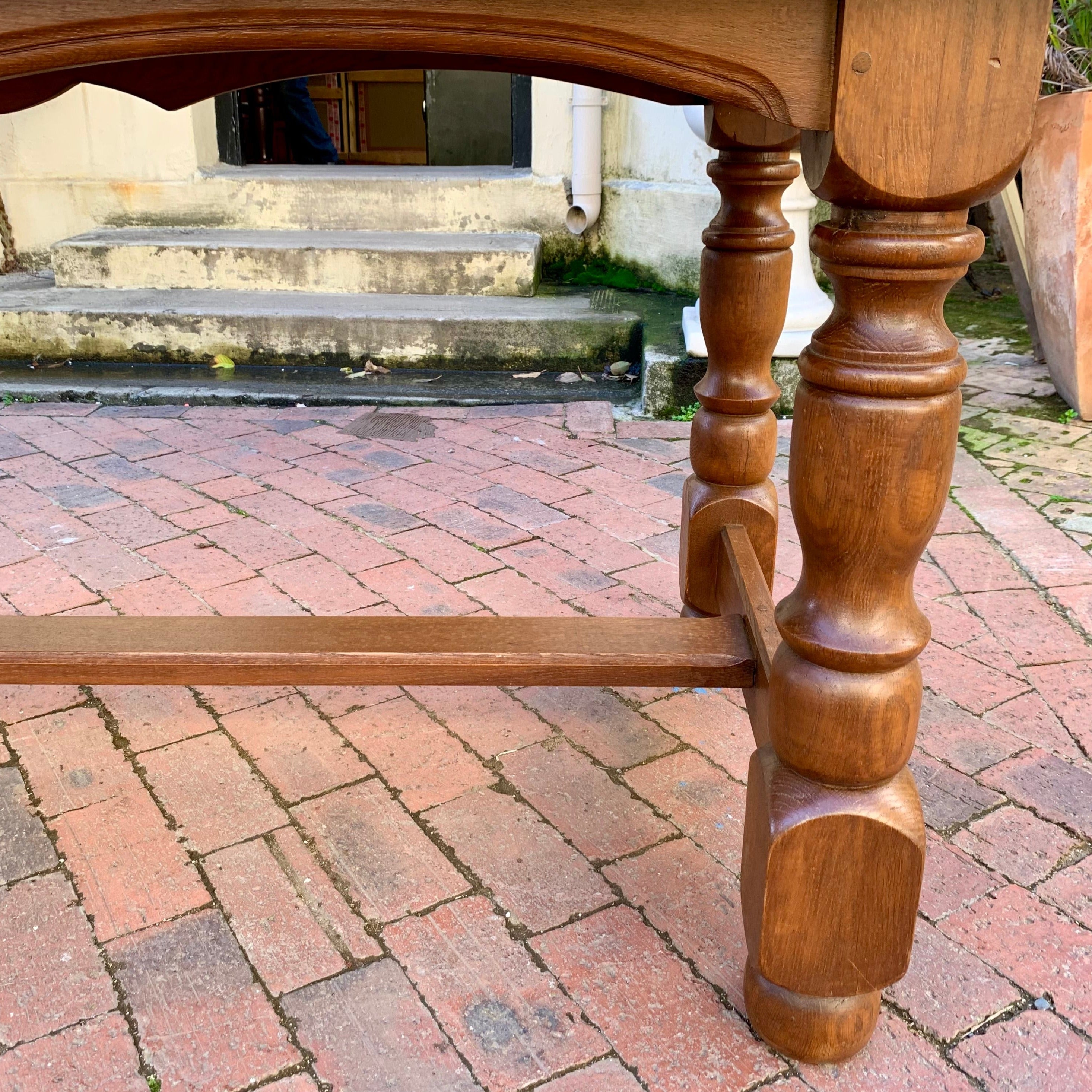 Antique Oak Dining Table with Chairs