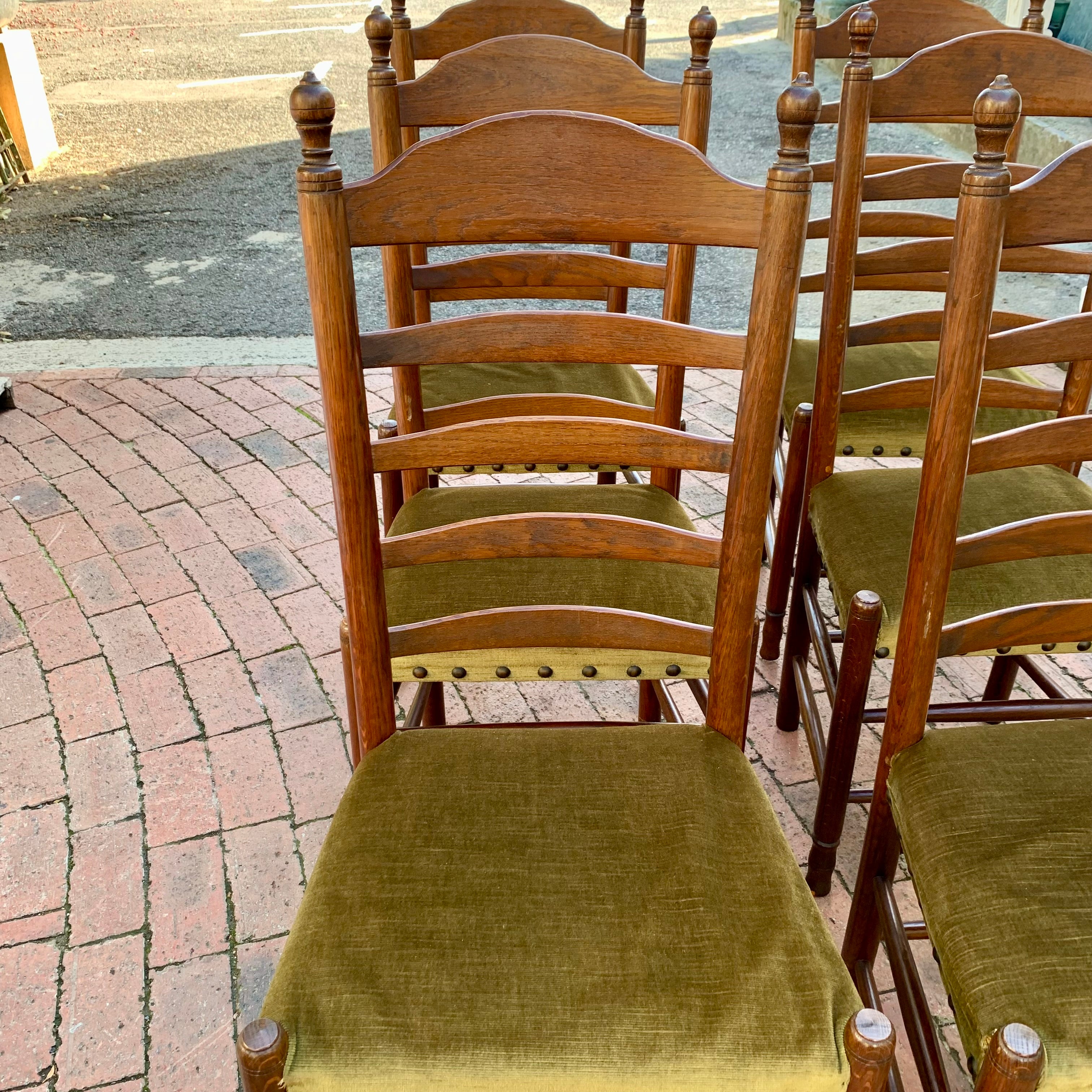 Antique Oak Dining Table with Chairs