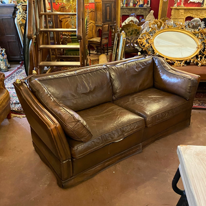 Dark Brown Knoll Leather Sofa