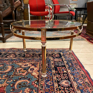 Vintage Polished Brass & Glass Coffee Table