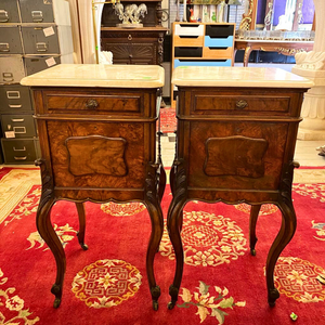 Pair of Antique Rosewood & Marble Pedestals