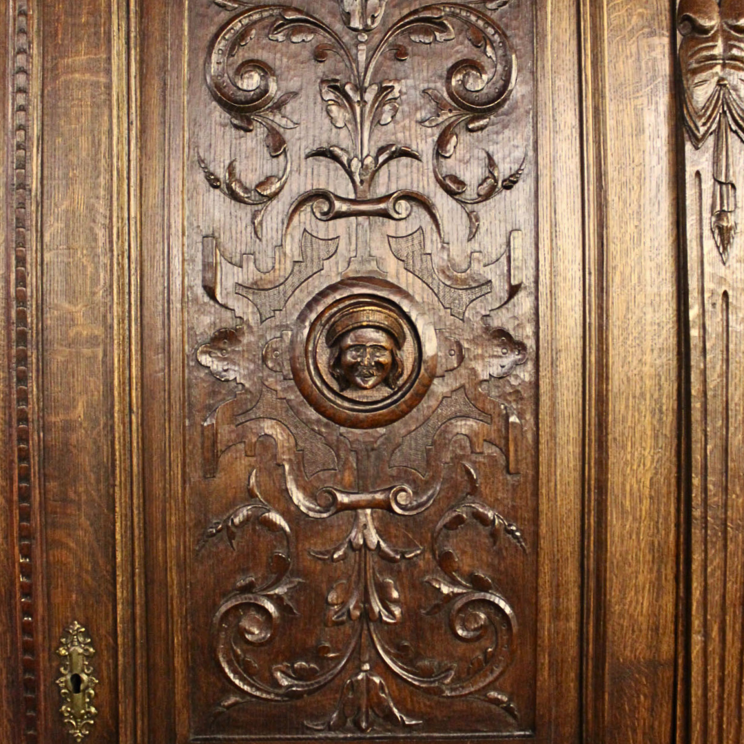 Large Dark Oak Tudor Wardrobe