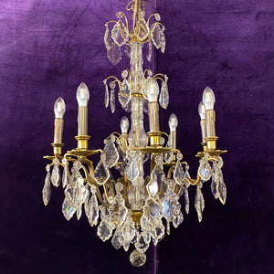 Absolutely Stunning Antique French Brass and Crystal Chandelier