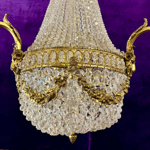 Beautiful Neo-Classical Chandelier with Brass Ram Detailing