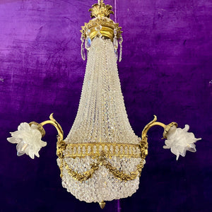 Beautiful Neo-Classical Chandelier with Brass Ram Detailing