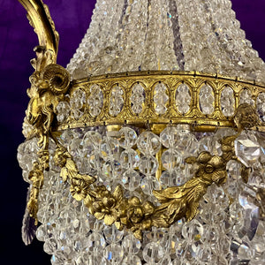Beautiful Neo-Classical Chandelier with Brass Ram Detailing