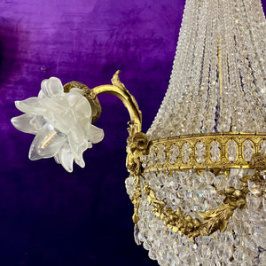 Beautiful Neo-Classical Chandelier with Brass Ram Detailing