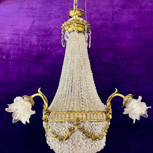 Beautiful Neo-Classical Chandelier with Brass Ram Detailing