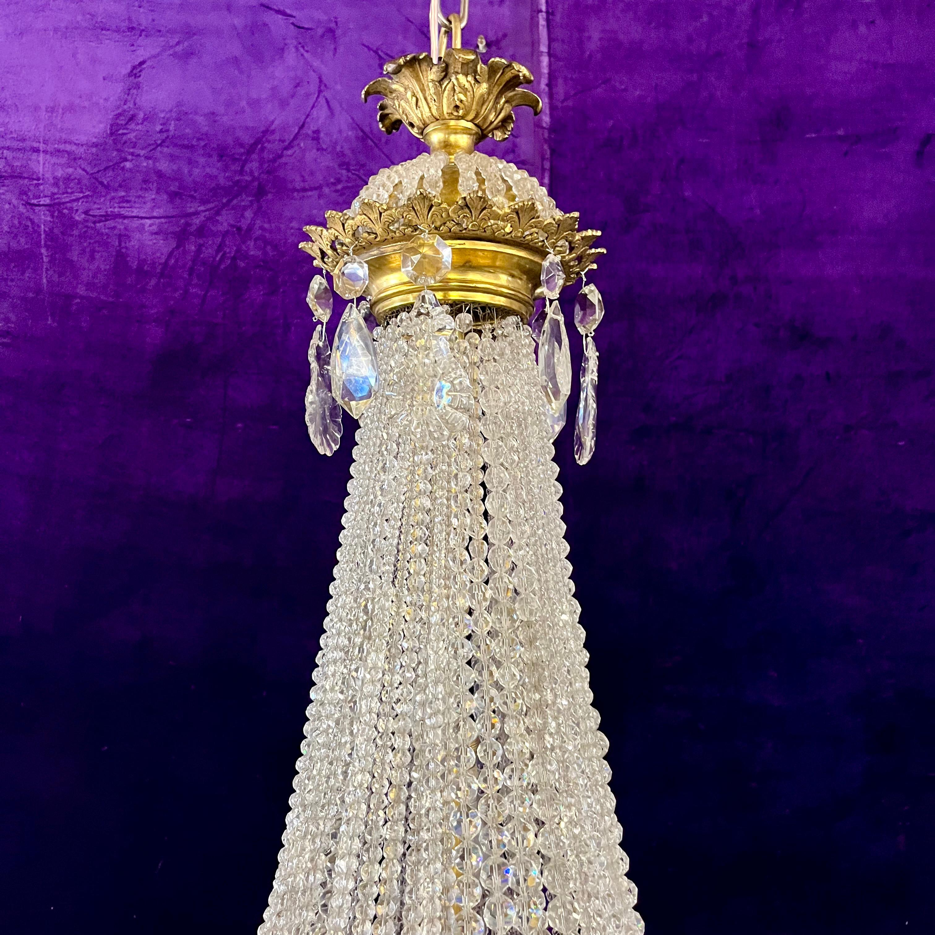 Beautiful Neo-Classical Chandelier with Brass Ram Detailing
