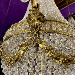 Beautiful Neo-Classical Chandelier with Brass Ram Detailing