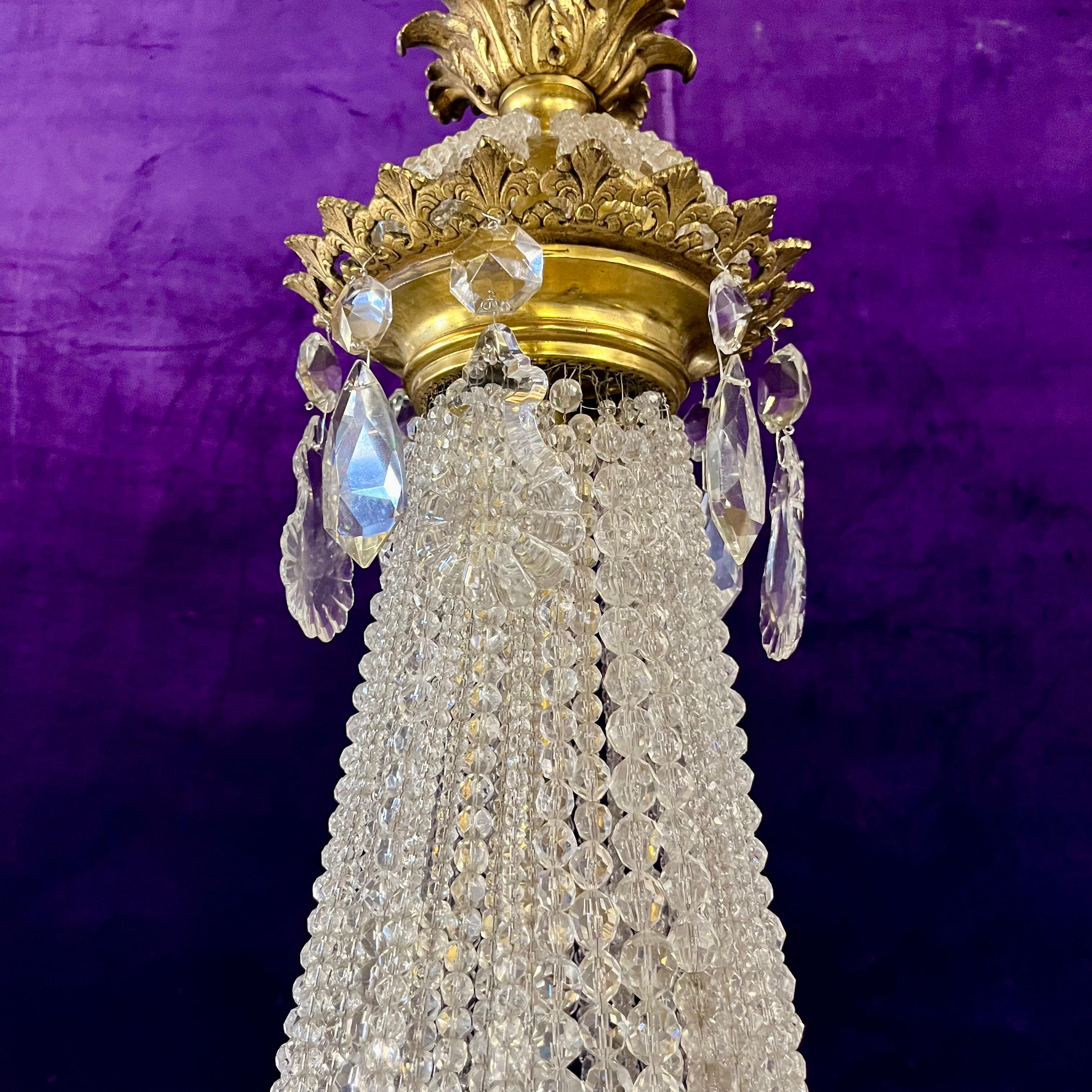 Beautiful Neo-Classical Chandelier with Brass Ram Detailing