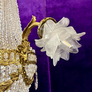 Beautiful Neo-Classical Chandelier with Brass Ram Detailing