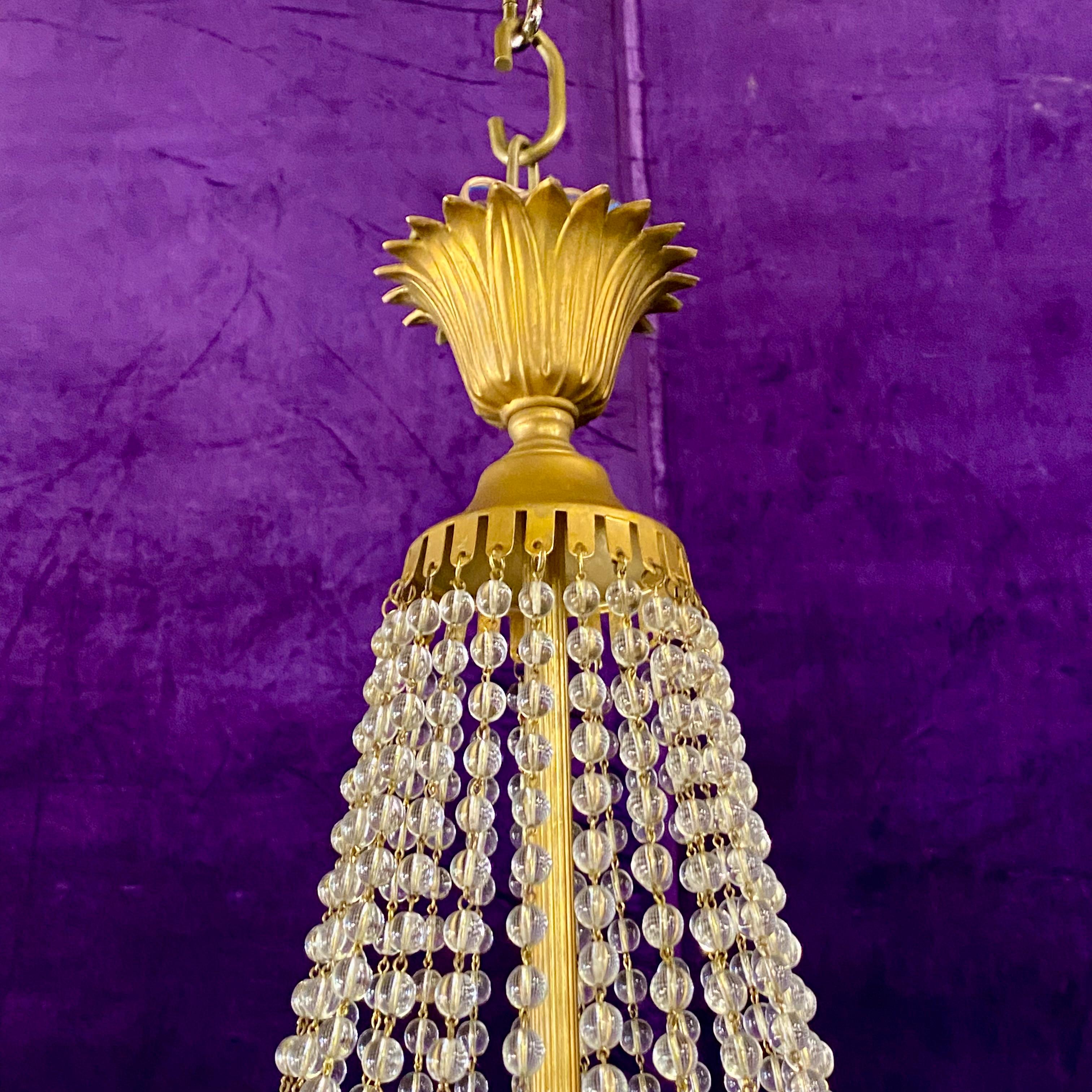 Empire Era Gilt Metal and Crystal Chandelier, 20th Century - SOLD
