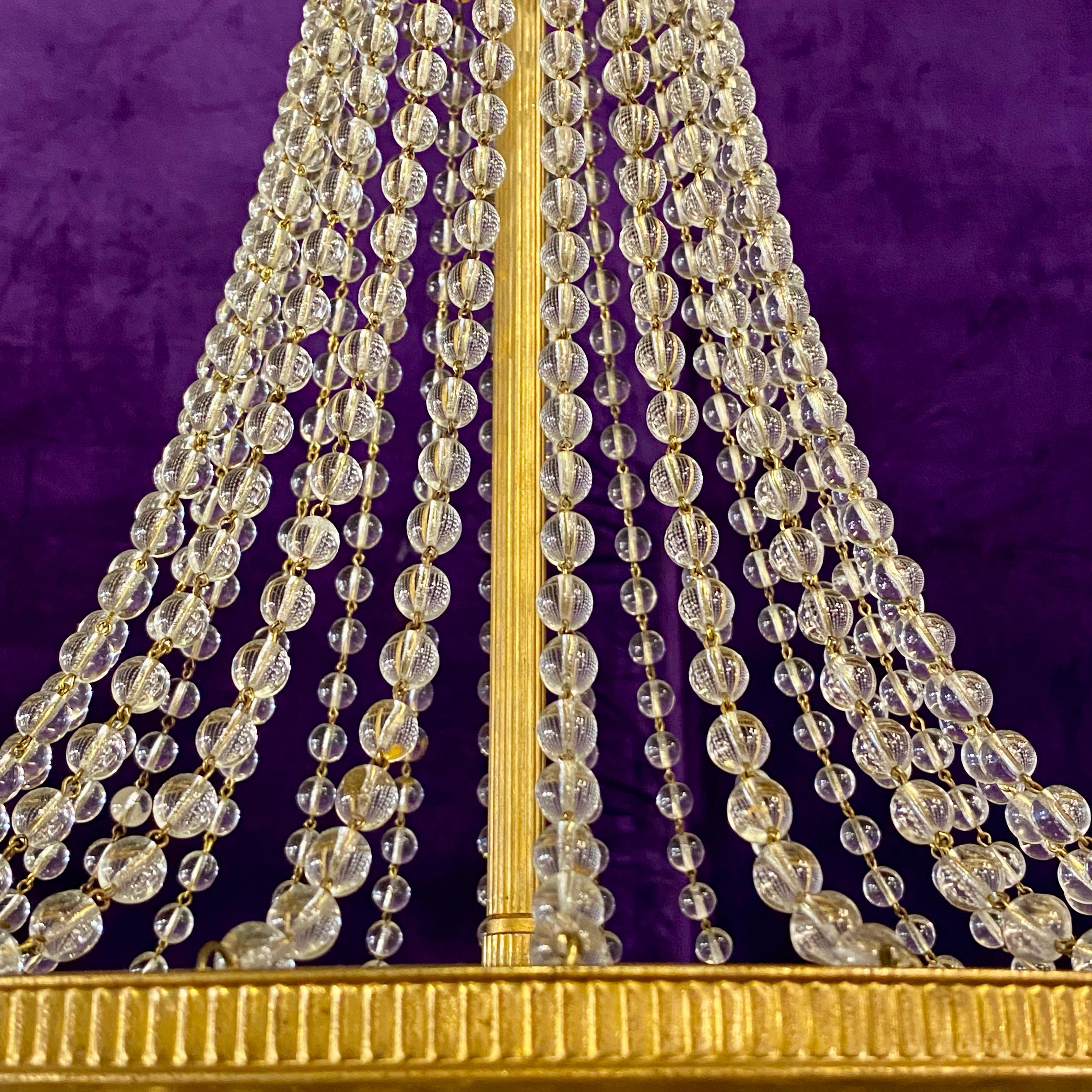 Empire Era Gilt Metal and Crystal Chandelier, 20th Century - SOLD