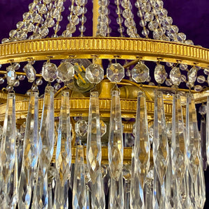 Empire Era Gilt Metal and Crystal Chandelier, 20th Century - SOLD