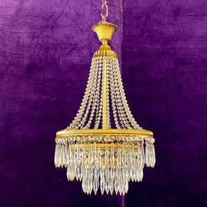 Empire Era Gilt Metal and Crystal Chandelier, 20th Century - SOLD