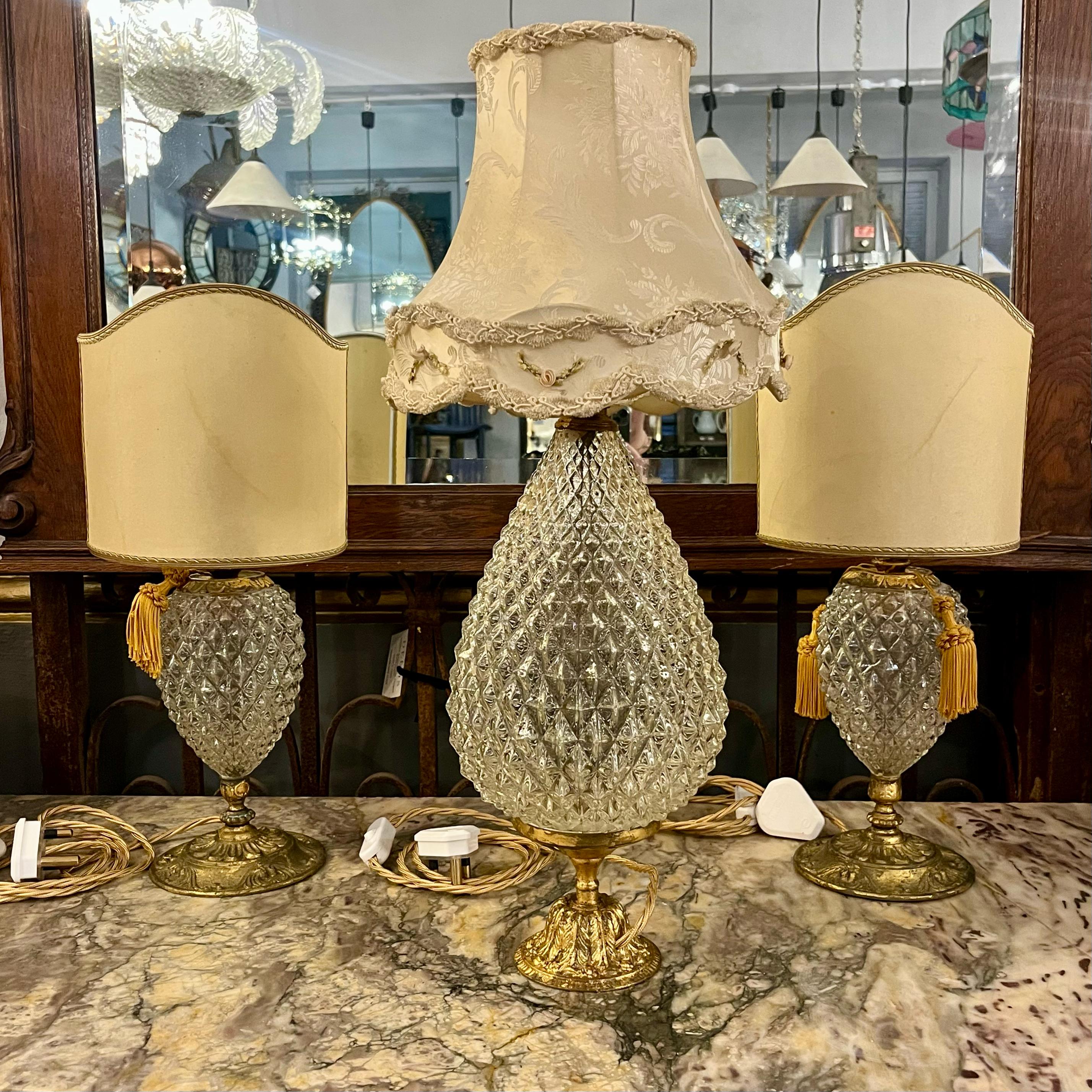 Trio of Antique Crystal Lamps -SOLD